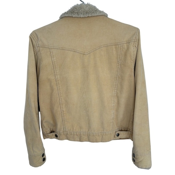 VTG AEROPOSTALE VANILLA CORDUROY VEGAN FUR COLLARED JACKET, SIZE L - Picture 3 of 12